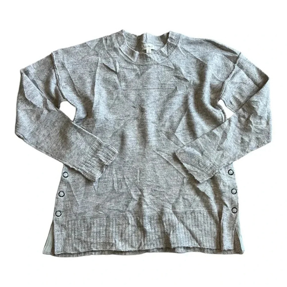 Hem & Thread Oatmeal Beige Side Snap Sweater S - Picture 1 of 4